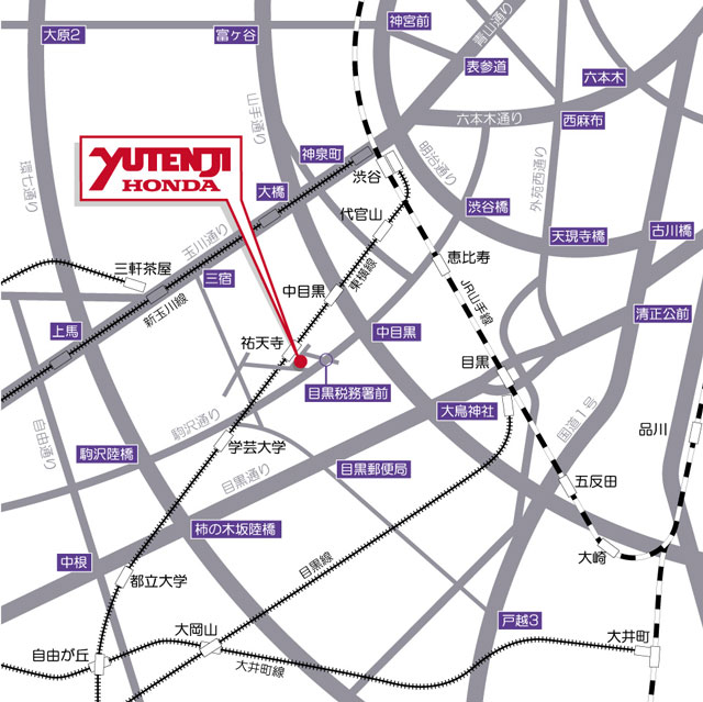 祐天寺ホンダへのアクセスは駒沢通りから